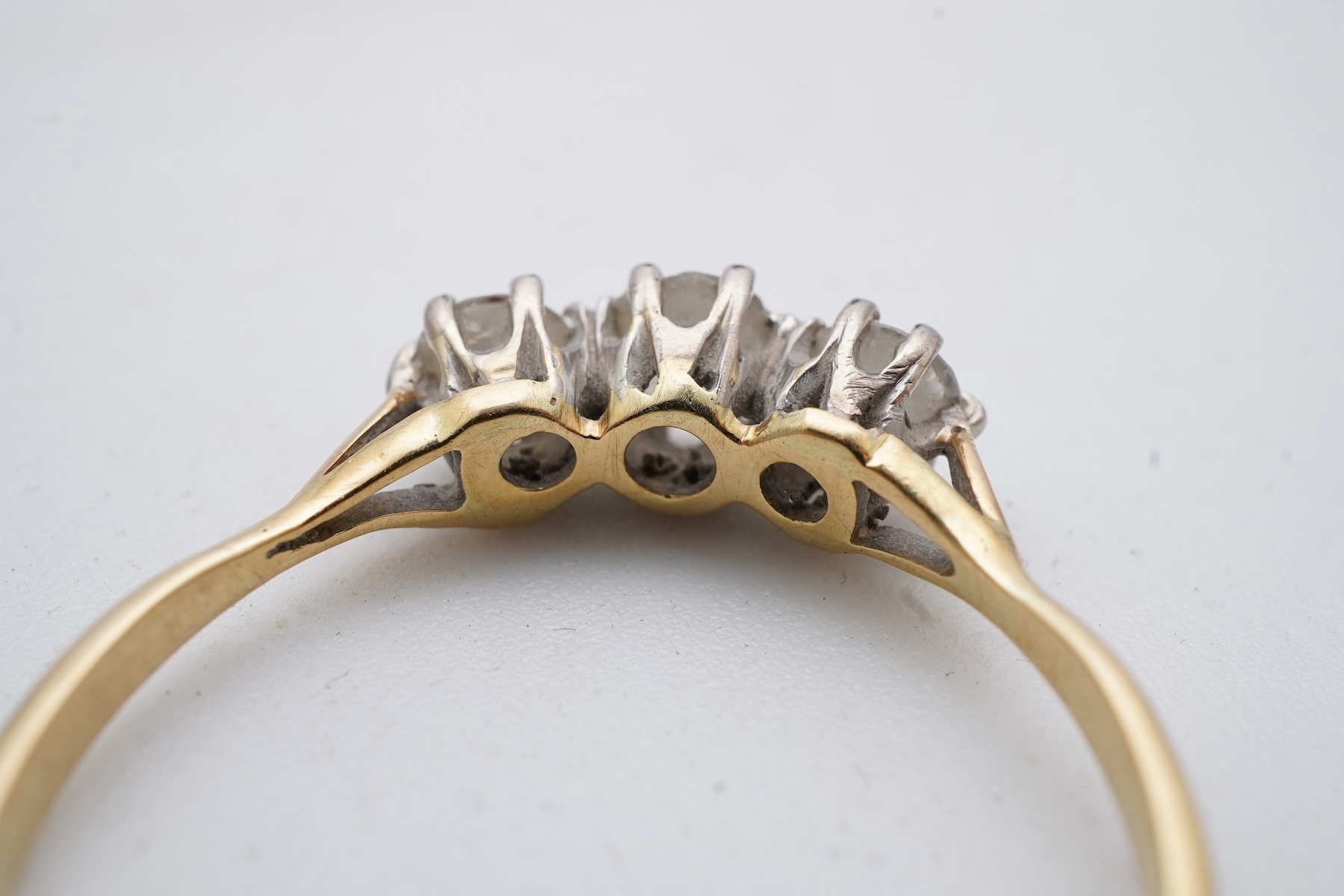A diamond three-stone ring